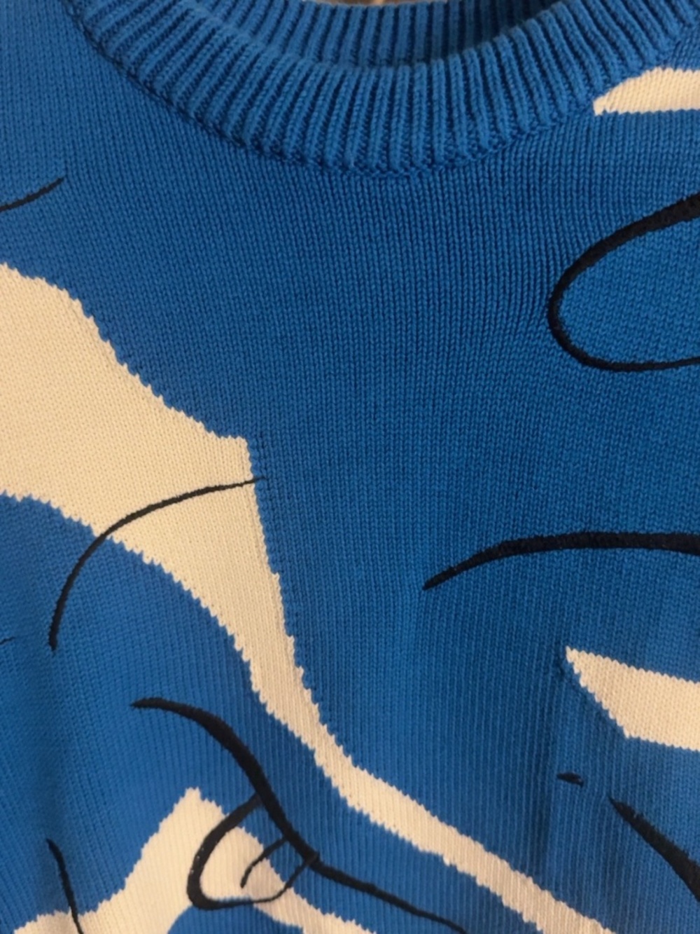 Zara Men’s Blue Abstract Graphic Knit Sweater Size M
